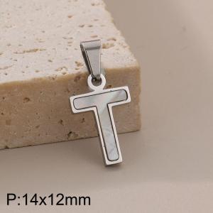 Stainless steel shell letter pendant T - KP115558-K