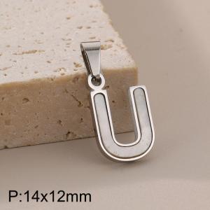 Stainless steel shell letter pendant U - KP115559-K