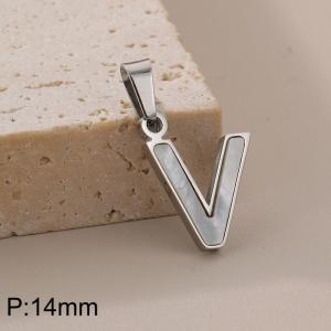 Stainless steel shell letter pendant V - KP115560-K