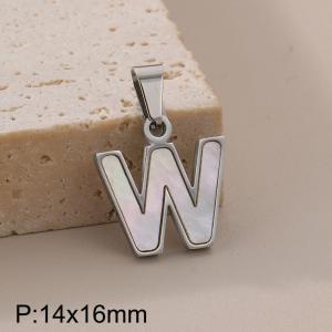 Stainless steel shell letter pendant W - KP115561-K