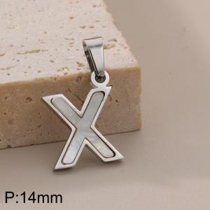 Stainless steel shell letter pendant X - KP115562-K