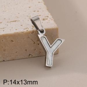 Stainless steel shell letter pendant Y - KP115563-K