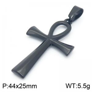 Personality Jewelry Black Cross Pendant Egyptian Key of Life Pendant Stainless Steel Charm Pendant - KP115587-KFC