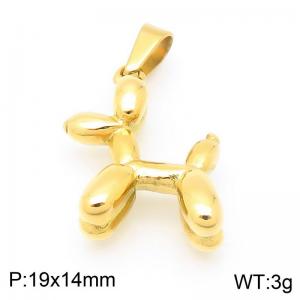 Stainless steel golden three-dimensional balloon dog animal pendant pendant - KP115617-Z