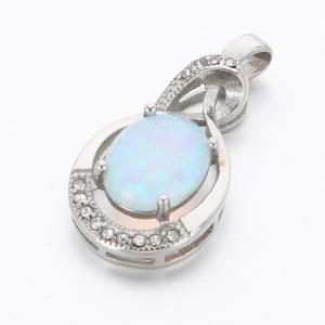 Stainless Steel Stone & Crystal Pendant - KP115956-TSC