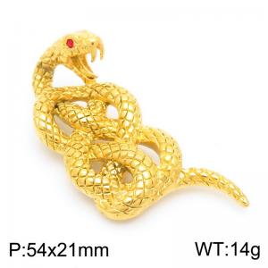 Stainless Steel Wrapped Snake Pendant Punk Gold Color Neck Trendy Jewelry - KP116038-MZOZ