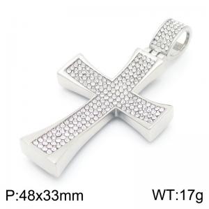 Full Zirconia Stainless Steel Cross Pendant for Men Punk Big Charm Trendy Jewelry - KP116039-MZOZ