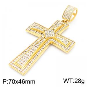 Full Zirconia Stainless Steel Cross Pendant for Men Punk Big Charm Trendy Jewelry - KP116040-MZOZ