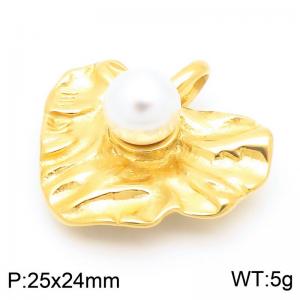 Stainless Steel Pearl Love Heart Pendant Women's Punk Gold Color Trendy Jewelry - KP116043-MZOZ