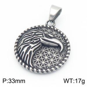 Punk style retro personality stainless steel creative animal series eagle beak circular pendant - KP116182-MZOZ