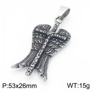 Punk style retro personalized stainless steel creative wing cross pendant - KP116186-MZOZ