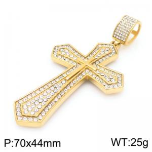 European and American fashion personality stainless steel creative cross set with diamond temperament gold pendant - KP116378-MZOZ