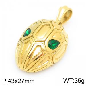 European and American fashion personality stainless steel creative green eyes snake head temperament gold pendant - KP116379-KJX