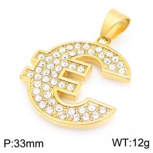 European and American fashion personality stainless steel creative special inlaid with diamond letters C jewelry temperament gold pendant - KP116381-MZOZ