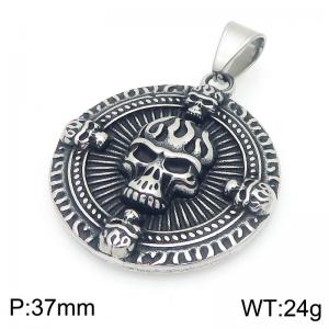 Punk style retro personalized stainless steel creative skull circular pendant - KP116388-MZOZ