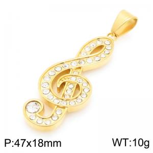 European and American fashion personality stainless steel creative diamond inlaid music symbol temperament gold pendant - KP116397-MZOZ