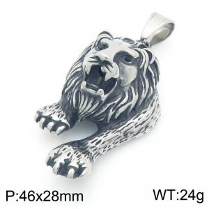 Punk style retro personality stainless steel creative animal series black eye lion head pendant - KP116412-MZOZ