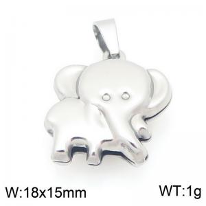 Stainless Steel Pendant Elephant Shape Silver Color - KP116763-Z