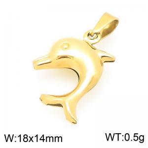 Stainless Steel Pendant Dolphin Shape Gold Color - KP116766-Z