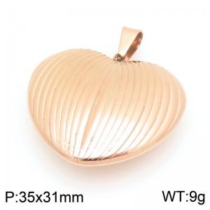 Fashionable and personalized stainless steel creative stripe heart-shaped jewelry temperament rose gold pendant - KP117345-KFC