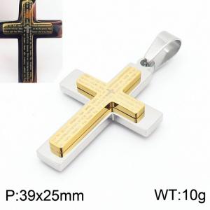 Stainless steel religious cross gold plated ins style versatile pendant - KP119919-HR