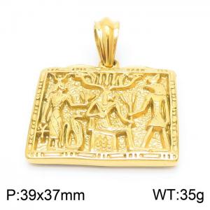 Gold-Plated Stainless Stee Ancient Egyptian mural patterns Pendant - KP119964-KJX