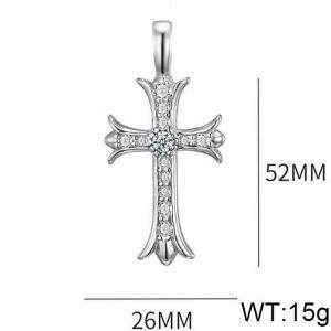 Fashionable stainless steel inlaid with rhinestone cross creative trend jewelry silver pendant - KP120040-WGAS