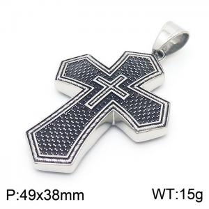Vintage punk style men's stainless steel cross pendant - KP120066-MZOZ
