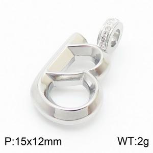 15x12mm Zirconia Balloon B Alphabet Charm Stainless Steel 304 Silver Color for Men and Womon - KP120197-Z