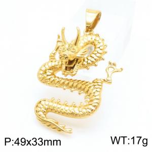 European and American fashion stainless steel animal domineering dragon god gold pendant - KP130385-MZOZ