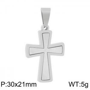 European and American fashion stainless steel creative cross geometric cross charm silver pendant - KP130397-HR