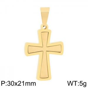 European and American fashion stainless steel creative cross geometric cross charm gold pendant - KP130398-HR