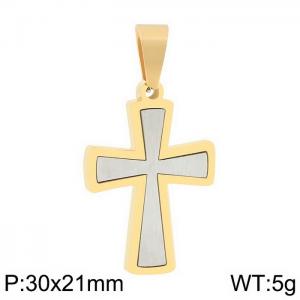 European and American fashion stainless steel creative cross geometric cross charm gold&silver pendant - KP130399-HR
