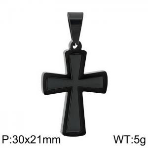 European and American fashion stainless steel creative cross geometric cross charm black pendant - KP130400-HR