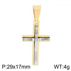 European and American fashion stainless steel creative double-layer cross charm gold&silver pendant - KP130409-HR