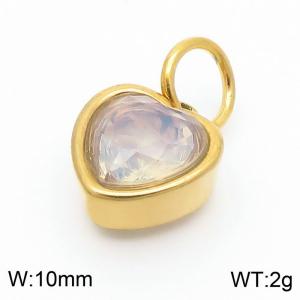 10mm Width White Heart Pendant Charm Pendant Women Stainless Steel Gold Color - KP130431-LK