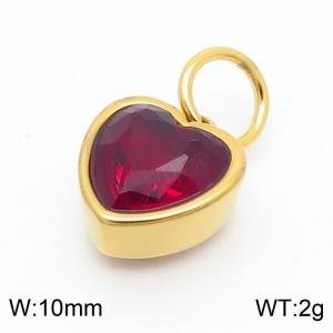 10mm Width Red Heart Pendant Charm Pendant Women Stainless Steel Gold Color - KP130433-LK