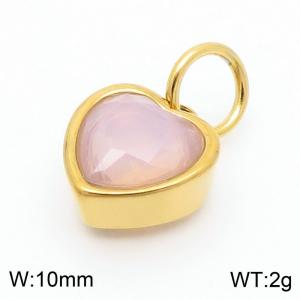 10mm Width Pink Heart Pendant Charm Pendant Women Stainless Steel Gold Color - KP130435-LK