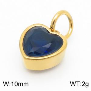 10mm Width Deep Blue Heart Pendant Charm Pendant Women Stainless Steel Gold Color - KP130436-LK