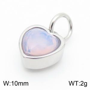 10mm Width Pink Heart Pendant Charm Pendant Women Stainless Steel Silver Color - KP130445-LK