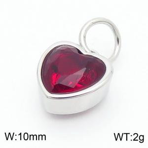 10mm Width Red Heart Pendant Charm Pendant Women Stainless Steel Silver Color - KP130453-LK