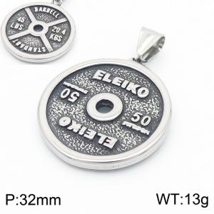 32mm Fitness Charms Pendant Men Stainless Steel Silver Color - KP130454-TLX