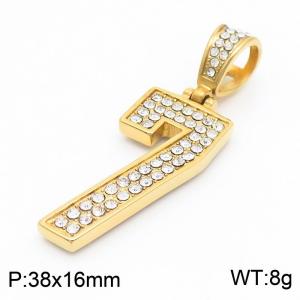 Hiphop 18k Pvd Gold Plating Stainless Steel Number 7 CZ Rhinestone Pendant Popular Jewelry - KP130462-MZOZ