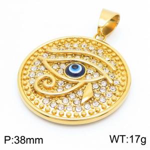 38mm The Eye of Horus Pendant Necklace Men Stainless Steel Gold Color - KP130503-LK