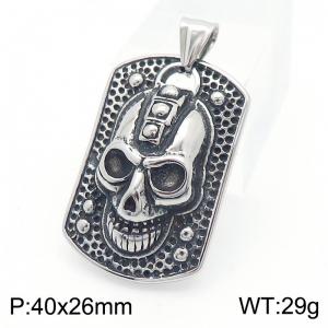 Gothic Punk Stainless Steel Skull Pendant Color Silver - KP130526-TGX