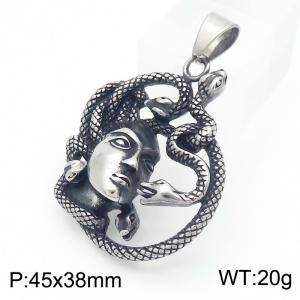 Punk style fashion personality stainless steel creative face mask wrapped with snake temperament versatile retro pendant - KP130925-MZOZ