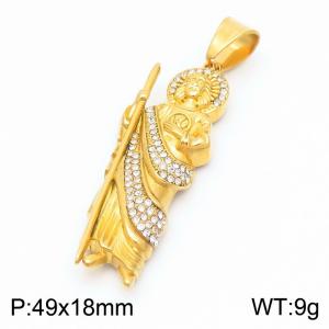 European and American fashion personality stainless steel creative statue with micro diamond inlaid divine charm gold pendant - KP130941-MZOZ