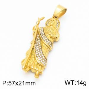 European and American fashion personality stainless steel creative statue with micro diamond inlaid divine charm gold pendant - KP130942-MZOZ