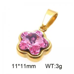 Stainless steel flower crystal stone pendant - KP130952-Z