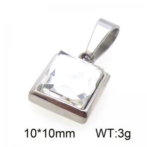 Stainless steel square crystal stone pendant - KP130954-Z